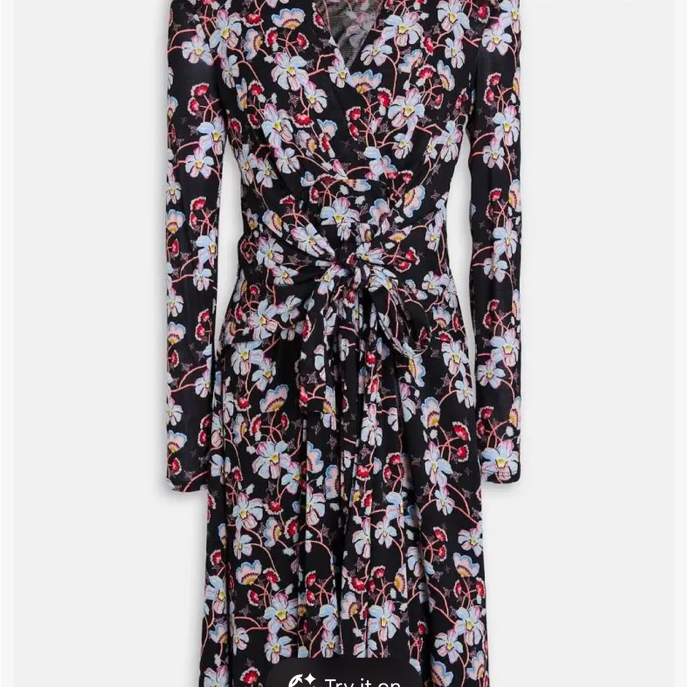Diane Von Furstenberg Red abstract print mesh dress size medium